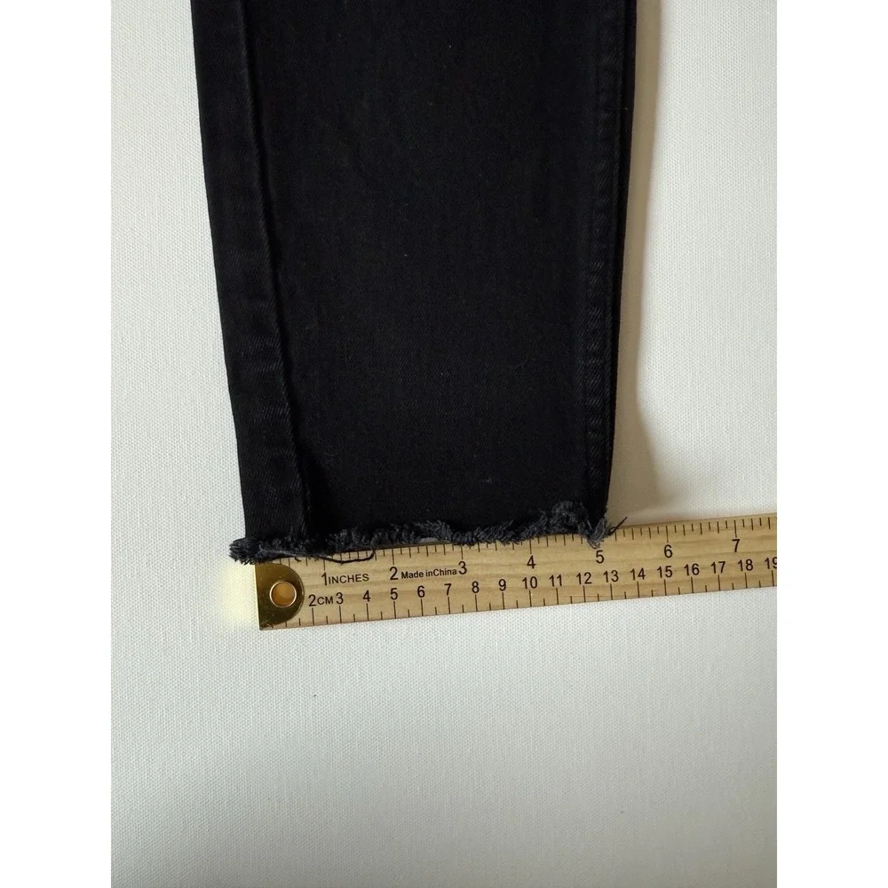 AMO Womens Black Low Rise Dark Wash Black Magic Stix Crop Leg Jeans Size 26‎